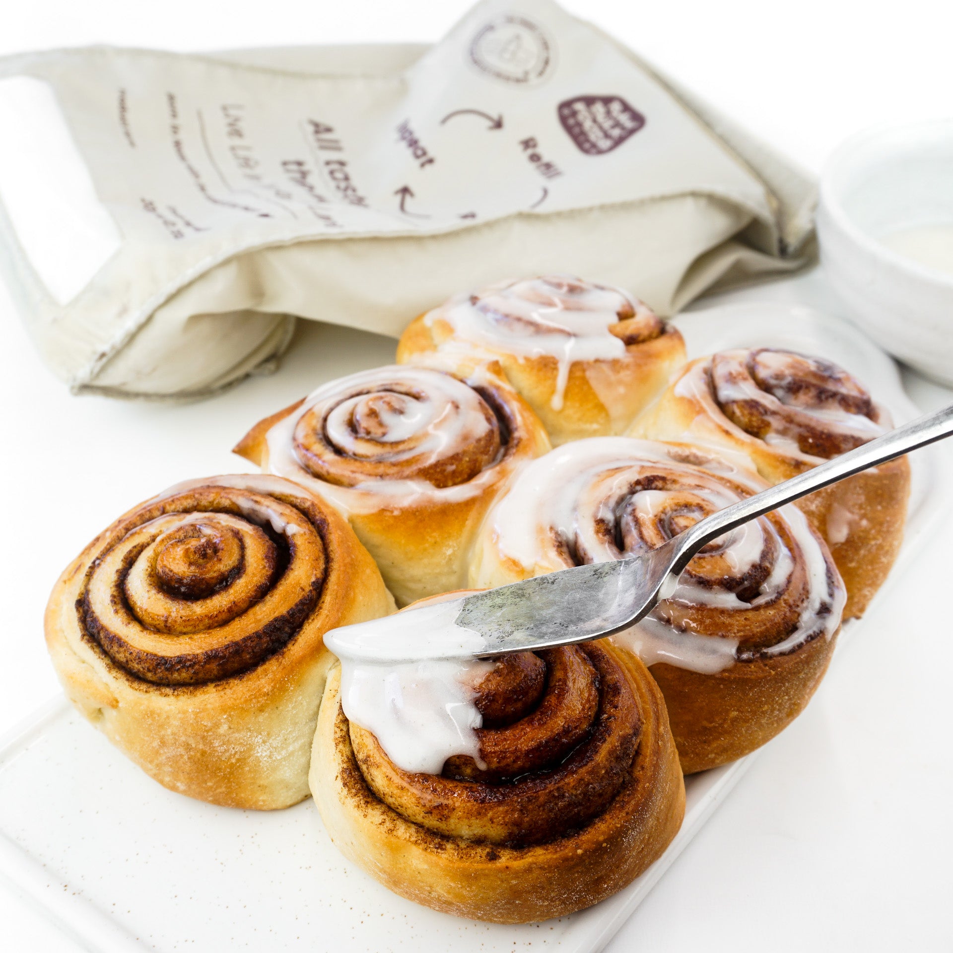 Vegan Cinnamon scrolls in a bag