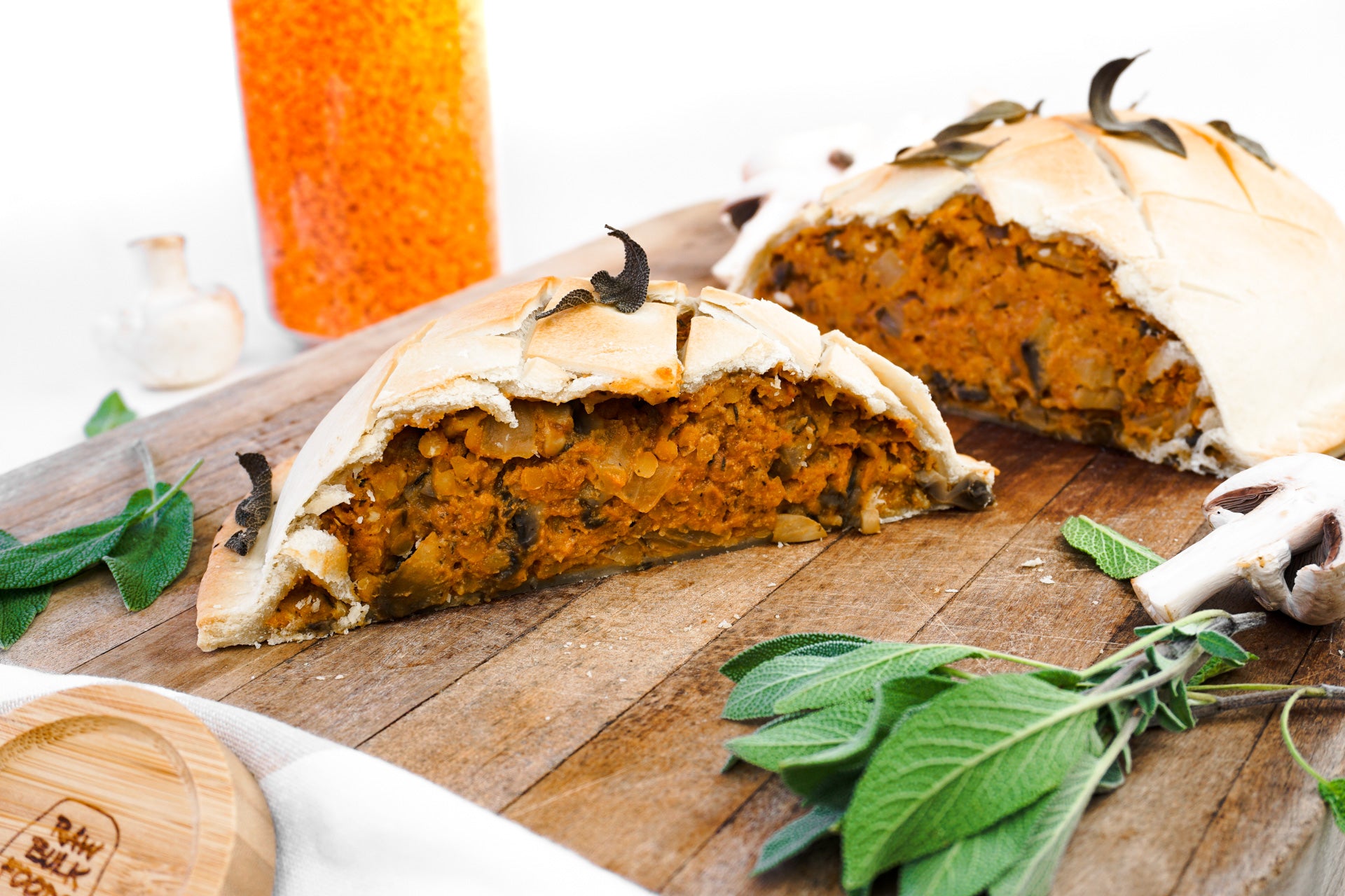 Mushroom and Lentil Wellington w/ Homemade Pastry