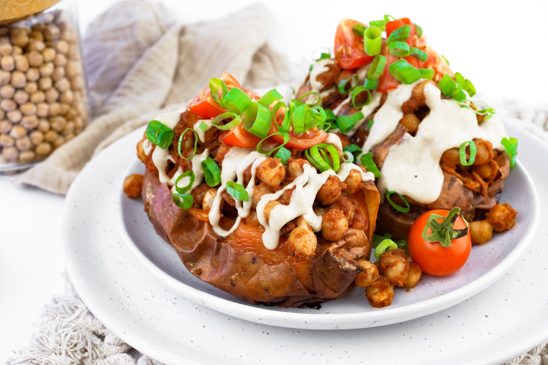 Stuffed Sweet Potatoes with Mexican Spiced Chickpeas